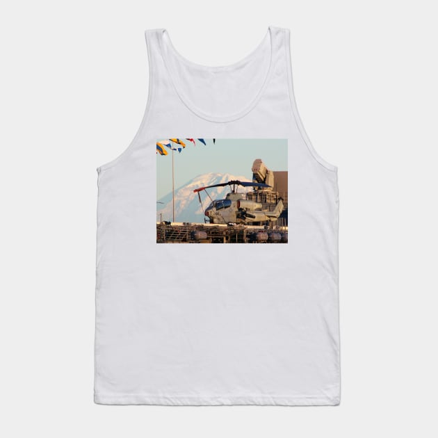 AH-1Z Huey Cobra Attack Helicopter with Mt. Rainier Tank Top by acefox1